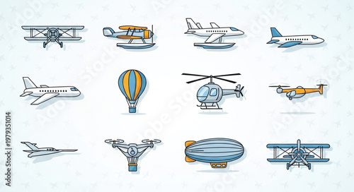 Collection of various aircraft and flying vehicles.