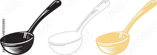 Simple black,outline ladle icon vector     