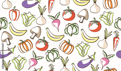 Cute healthy food pattern background vector design