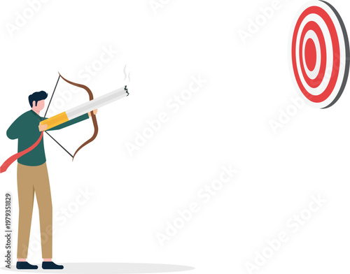 Professional aiming a cigarette at a target with a bow