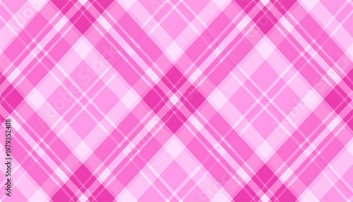 Soft pink plaid pattern with intersecting lines and varying shades, creating a repetitive, symmetrical design. The design gives a feminine feel