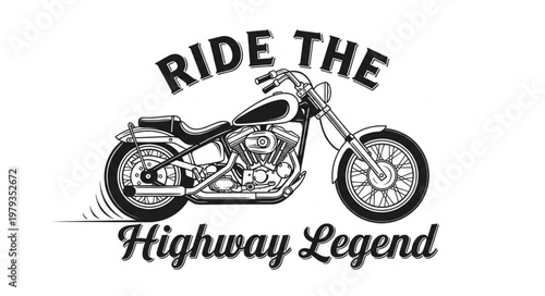 Classic Motorcycle Chopper Riding Fast on Highway.