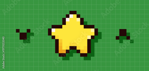 Back to School pixel art yellow star.
