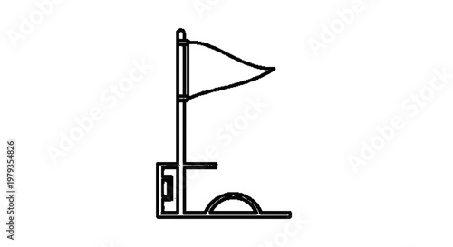 corner flag icon on football field, simple outline vector , outline vector black and white  , white background 