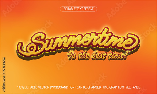 Summertime Retro Script Editable Text Effect – 3D Bold Layered Graphic Style