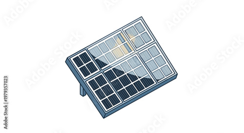 Illustration of a solar panel generating clean energy on a white background
