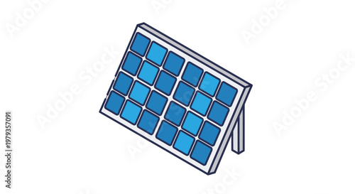 Illustration of a solar panel generating clean energy on a white background