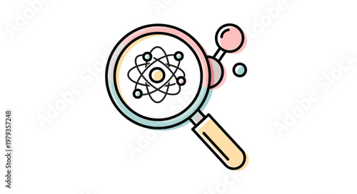Illustration of Science and Research Concept with Atomic Structure and Magnifying Glass