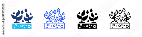 Irrigation Multiple Style Icon Set Collection Pack Web Banner Vector 