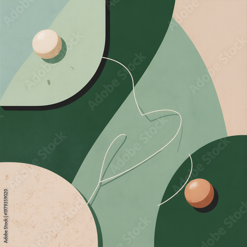 Minimalist Abstract Green Nature Inspired Geometric Background illustration design 