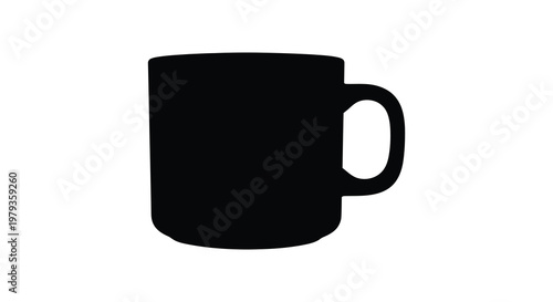 Simple black silhouette of a coffee mug on a white background silhouette
