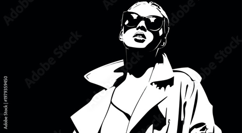 Chic Woman in Sunglasses Illustration