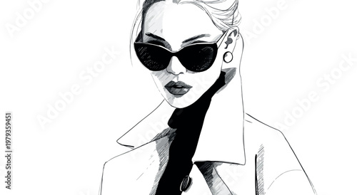Chic Woman in Sunglasses Illustration