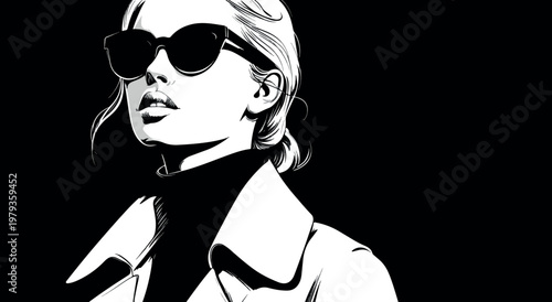 Chic Woman in Sunglasses Illustration