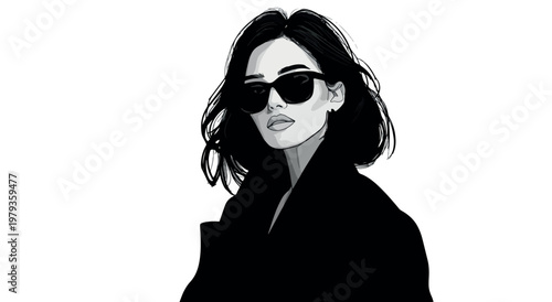 Chic Woman in Sunglasses Illustration