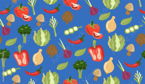 Cute healthy food pattern background vector design