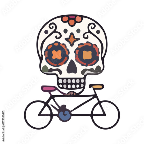 Sugar Skull Riding a Bicycle