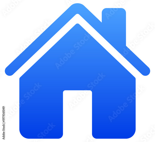 Minimalist blue house icon for home page and residential interface