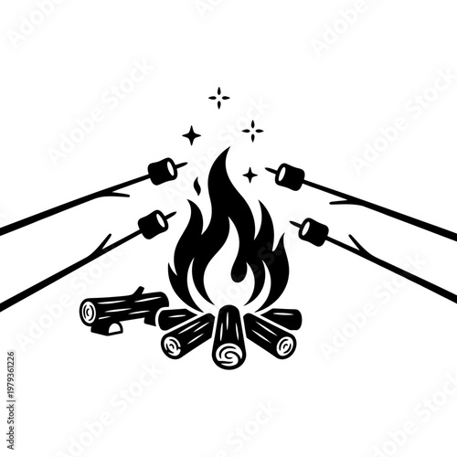 Lantern beside treasure chest black and white silhouette