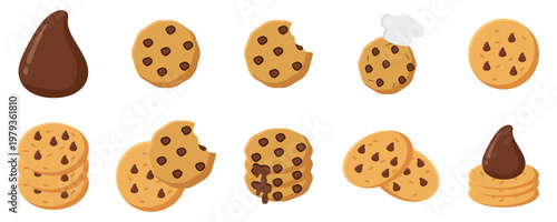 Chocolate Chip Cookie Icon Set