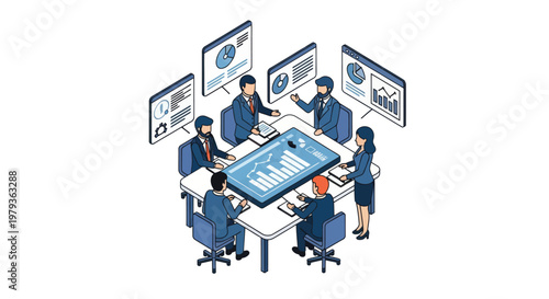 Business people in meeting discussion.