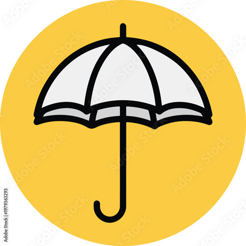 Simple white umbrella icon symbol.