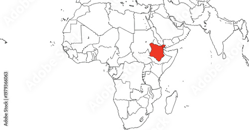 Map of Africa with Highlighted Country (Kenya) for Geography and Travel Illustration