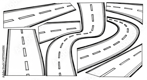 Collection of Hand Drawn Roads and Highways.