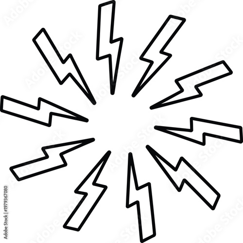 Set of lightning bolt icons, electric discharge symbols, vector illustration