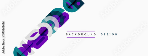 Abstract colorful shapes overlap, creating dynamic visual effect. White background enhances vibrant design elements.