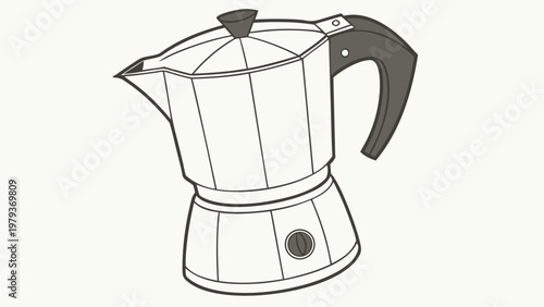 Vector image of an electric kettle with detailed drawing of the body and handle. Isolated on a white background. For household appliances catalogs, websites, and advertisements.
