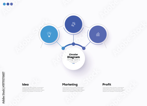 Modern minimalist, elegant, clean circular steps editable infographic design template