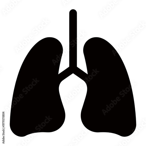 Vector of human lungs with trachea highlighted against a white background