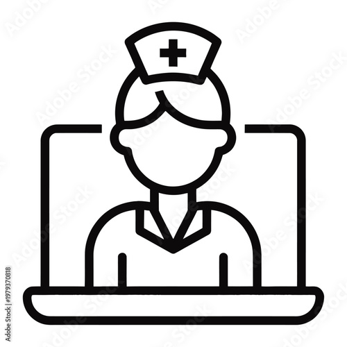 Vector of a nurse sitting behind a reception desk