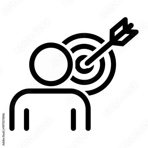 Vector icon of a person aiming an arrow at a target
