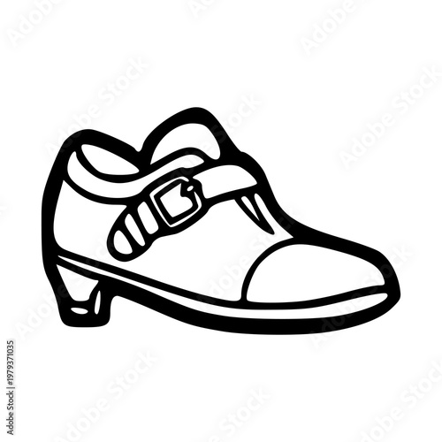 simple black and white outline of classic mary jane heel shoe