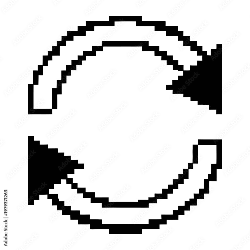Fototapeta premium Circular vector arrow icon with a modern pixelated design