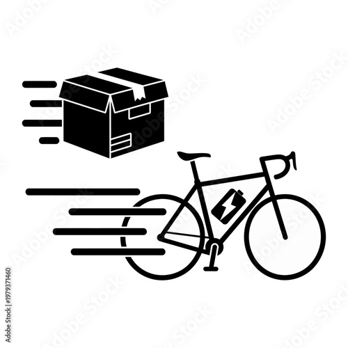 Vector of a delivery box and a speeding bicycle