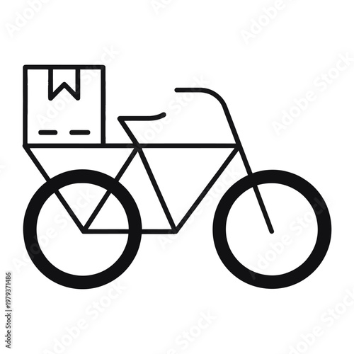 Vector of a delivery bicycle carrying a box on the rear