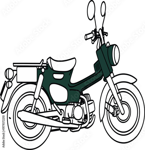 Vector illustration of a classic vintage moped motorcycle