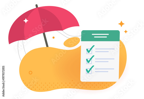 Insurance protection security checklist concept icon vector modern drawn graphic illustration

