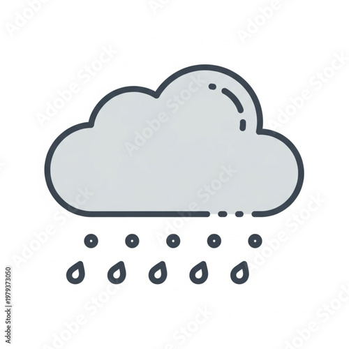 Simple Cloud Illustration with Rain Droplets.