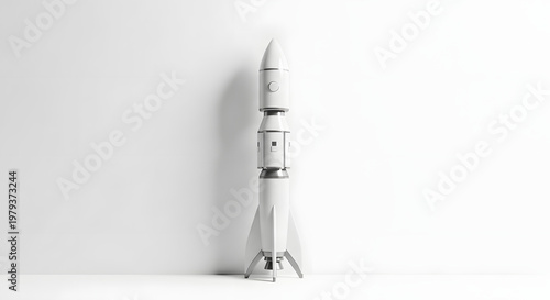 A Rocket's Journey: A solitary rocket stands poised against a backdrop, symbolizing ambition, exploration, and the pursuit of innovation and the boundless sky