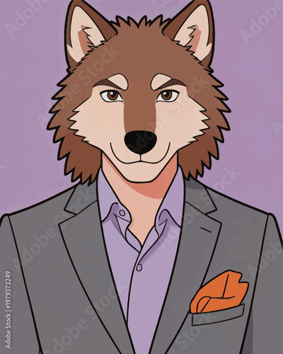 Anthropomorphic Wolf in Business Suit