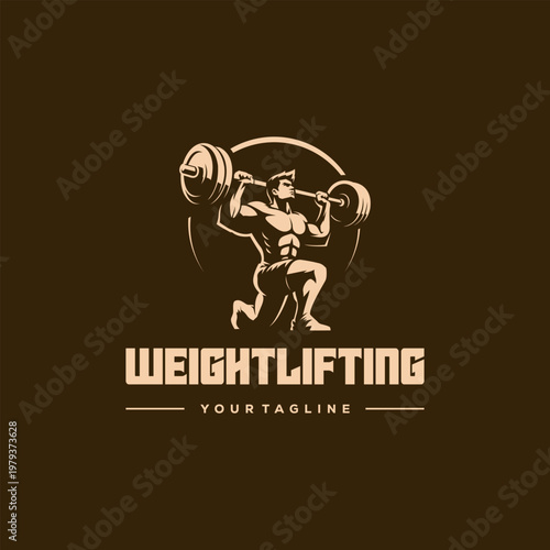 Weightlifting Fitness Strong Athlete Logo Vector Illustration