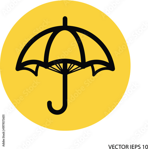 Black silhouette of a classic umbrella.