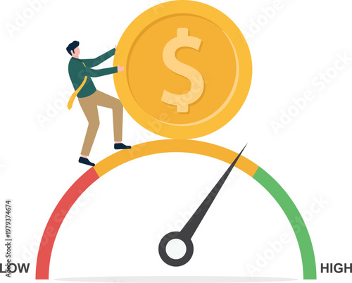 Professional pushing a dollar coin on a speedometer