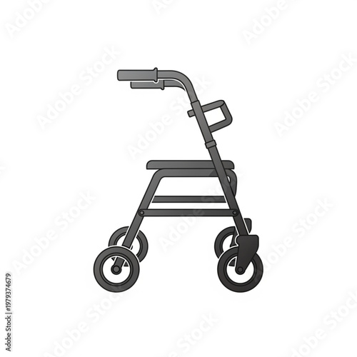 Walker with seat and wheels for mobility.