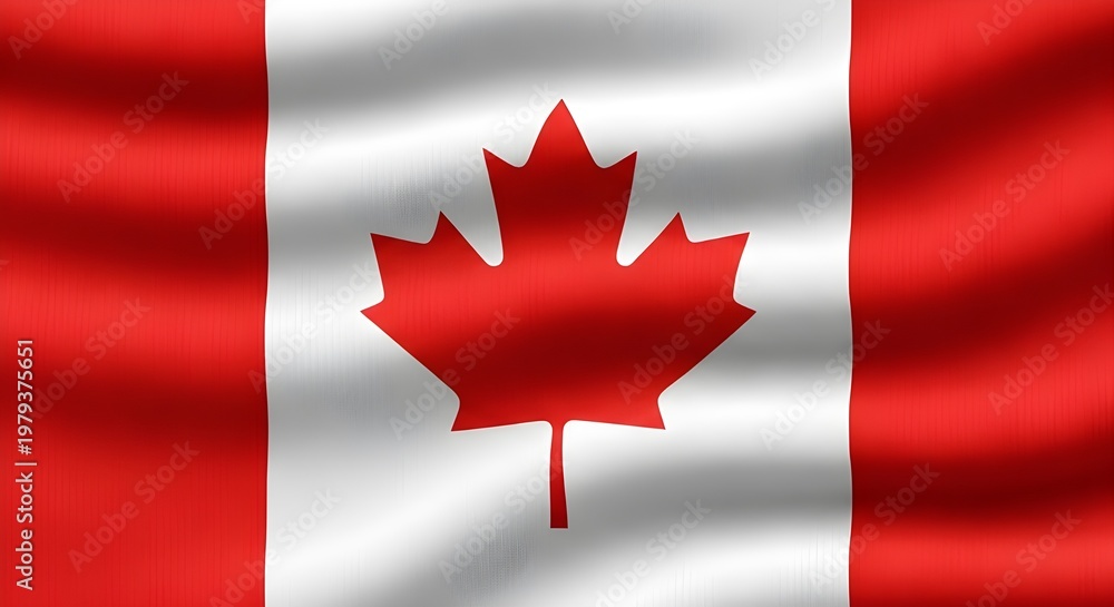 Fototapeta premium Realistic Waving Canada Flag with 3D Texture and Ripples