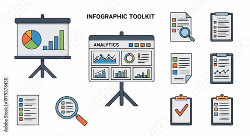 Infographic toolkit for data analysis presentation.